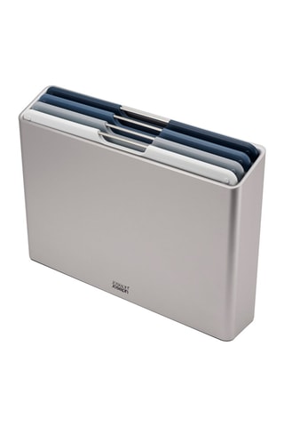 4 Snijplanken en Roestvrijstalen Opbergbak Folio Steel Edition Sky - 24 x 34 cm