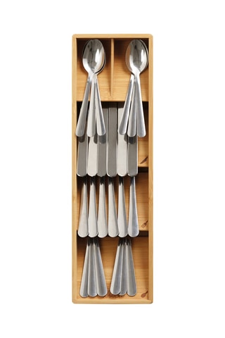 Compacte Bestekorganizer van Bamboe DrawerStore™ - 12,2 x 6 x 39,8 cm