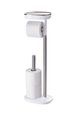 Toiletrolstandaard en Toiletborstel EasyStore Plus - Wit en Zilverkleurig