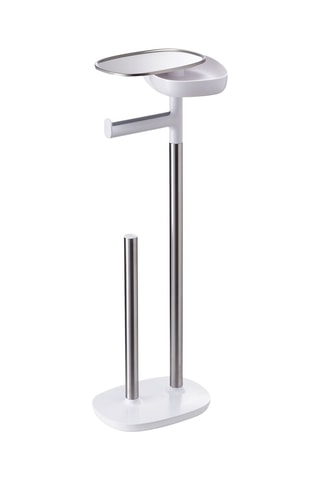 Toiletrolstandaard en Toiletborstel EasyStore Plus - Wit en Zilverkleurig