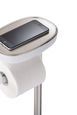 Toiletrolstandaard en Toiletborstel EasyStore Plus - Wit en Zilverkleurig