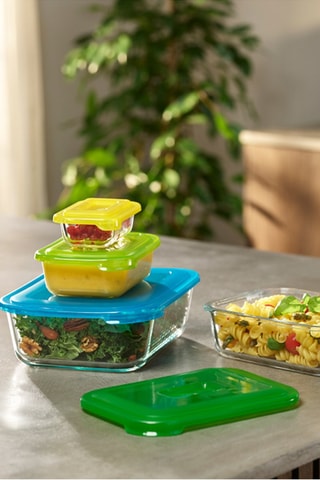 4 Borosilicaatglazen Bewaarbakjes Nest™ - 130 ml tot 2,5 l