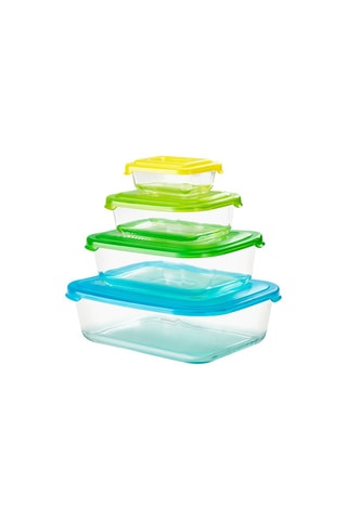 4 Borosilicaatglazen Bewaarbakjes Nest™ - 130 ml tot 2,5 l