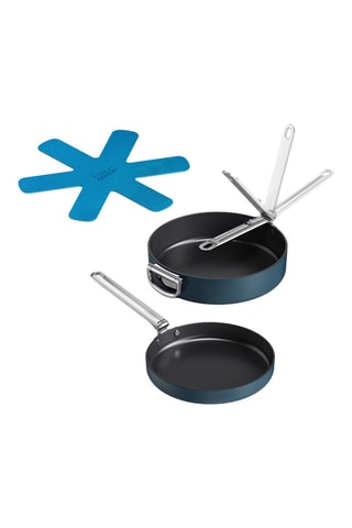 2 poêles revêtement céramique et 2 protection Space - 24 et 28 cm