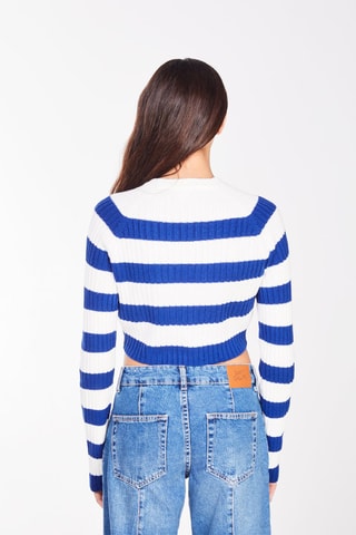 Pull court - Blanc et bleu cobalt
