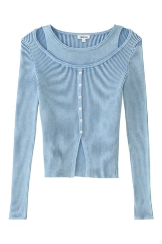 Pull trompe-l’œil - Bleu clair