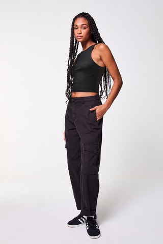 Pantalon skater cargo taille haute Noir