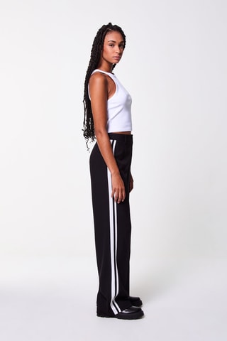 Pantalon droit palazzo taille haute - Noir