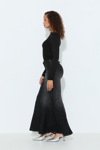 Jupe longue en jean - Noir