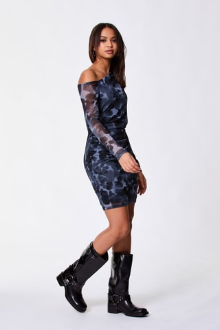 Robe fourreau Noir et bleu-gris