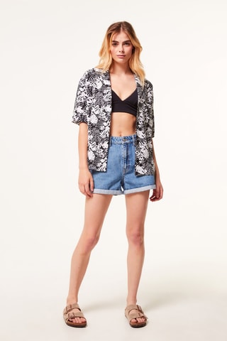 Chemisier fleuri Noir et blanc