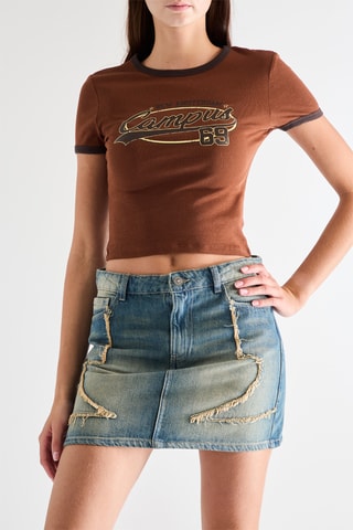 T-shirt cropped - Marron