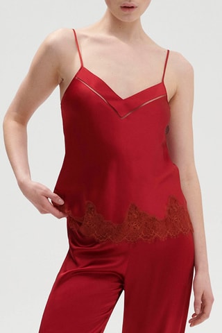 Caraco de pyjama en soie Nocturne - Rouge