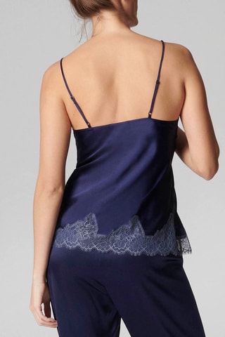 Caraco de pyjama en soie Nocturne - Bleu