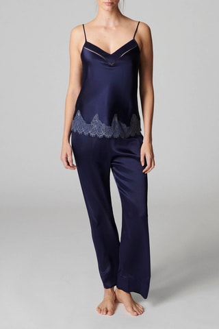 Caraco de pyjama en soie Nocturne - Bleu