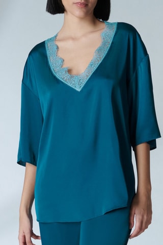 Blouse Satin Secrets - Bleu