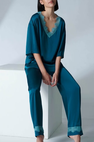 Blouse Satin Secrets - Bleu