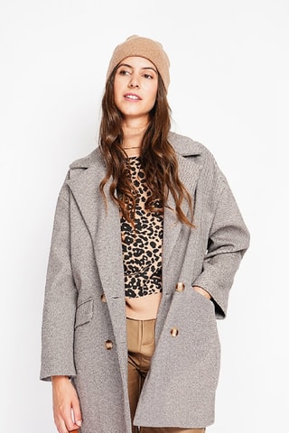 Sobretudo oversized de lã - Cinzento