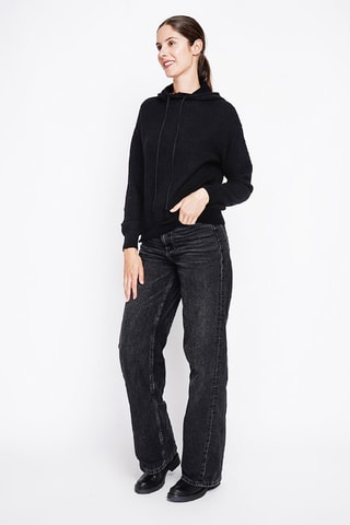 Camisola oversized com capuz - Preto