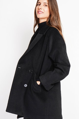Sobretudo oversized de lã - Preto