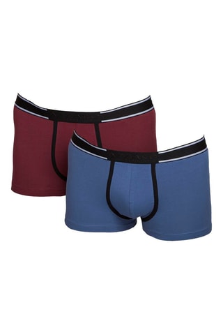 2 Boxers Blauw en Bordeauxrood