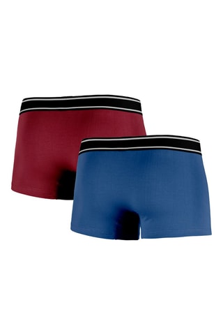 2 Boxers Blauw en Bordeauxrood