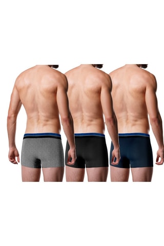 3 Boxers Marineblauw, grijs en zwart