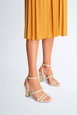 Sandales à talons en cuir de chèvre Serena - Ecru