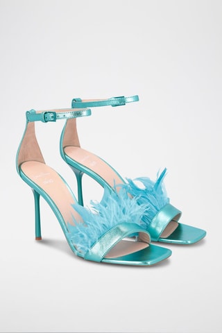 Sandales à talons en cuir de chèvre et cuir de bélier Camelia - Bleu - Léonie Hanne x Liu Jo