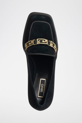 Mocassins à talons en cuir de chèvre nubuck - Noir