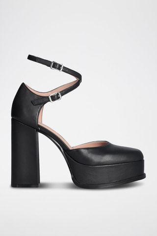 Escarpins plateformes en cuir de chèvre Naira - Noir