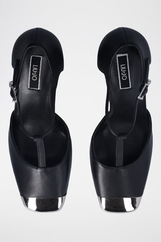 Salomés à talons en cuir de chèvre Jennifer - Noir