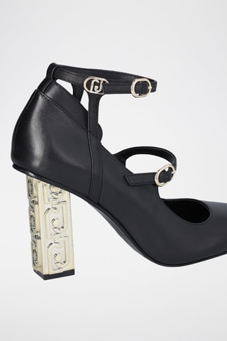 Salomés à talons en cuir de chèvre Jennifer - Noir