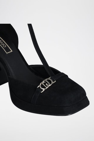 Salomés à talons en cuir de chèvre Nana - Noir