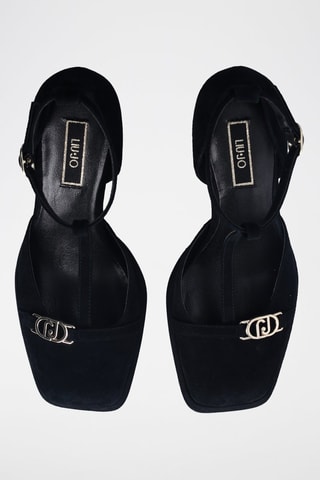 Salomés à talons en cuir de chèvre Nana - Noir