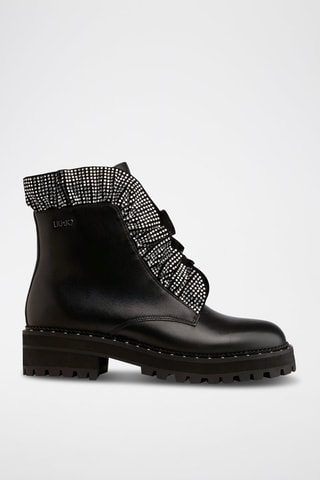 Bottines en cuir de veau et cuir de chèvre Pink - Noir