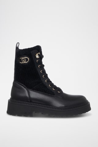 Bottines fourrées en cuir - Noir