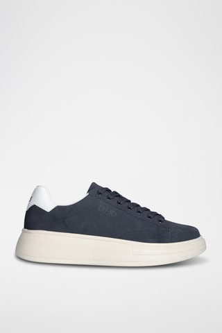 Sneakers plateformes en cuir - Bleu marine