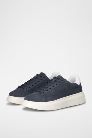 Sneakers plateformes en cuir - Bleu marine