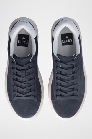 Sneakers plateformes en cuir - Bleu marine