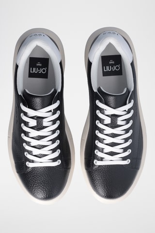 Sneakers plateformes en cuir - Noir