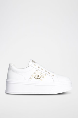 Sneakers plateformes en cuir - Blanc