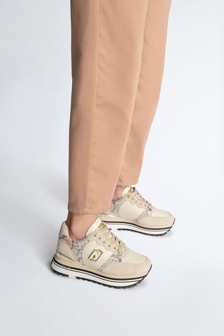 Sneakers plateformes en nubuck -  Sable