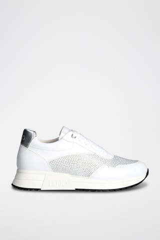 Sneakers plateformes en cuir - Blanc et doré