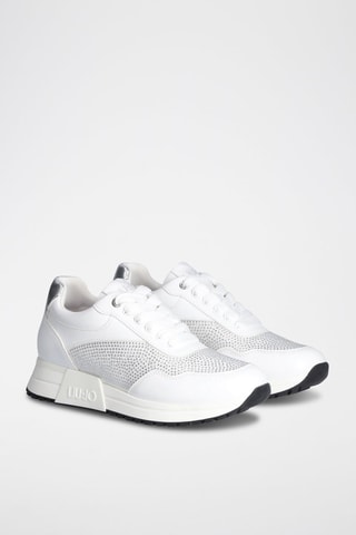 Sneakers plateformes en cuir - Blanc et doré