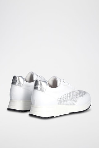 Sneakers plateformes en cuir - Blanc et doré