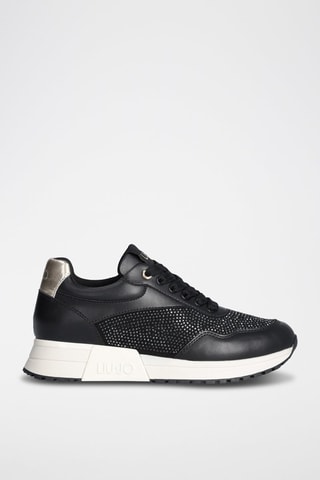 Sneakers plateformes en cuir - Noir