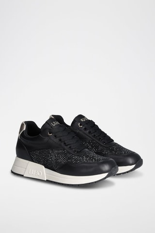 Sneakers plateformes en cuir - Noir
