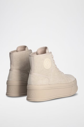 Baskets montantes plateformes en cuir -  Beige