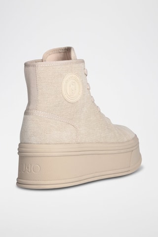 Baskets montantes plateformes en cuir -  Beige